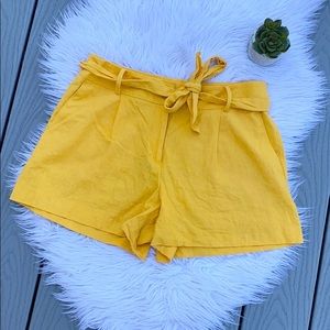 Ann Taylor yellow tie waist shorts